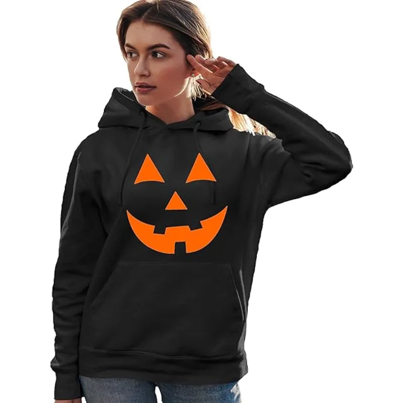 Go All Out Jack O Lantern Pumpkin Face Halloween Pullover Hoodie