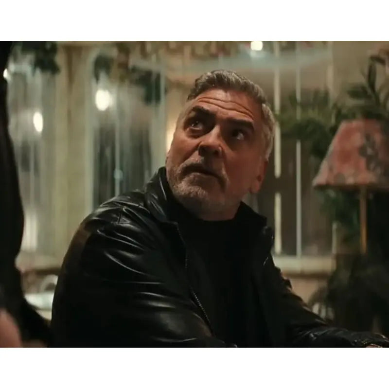 George Clooney Wolfs 2024 Black Leather Jacket