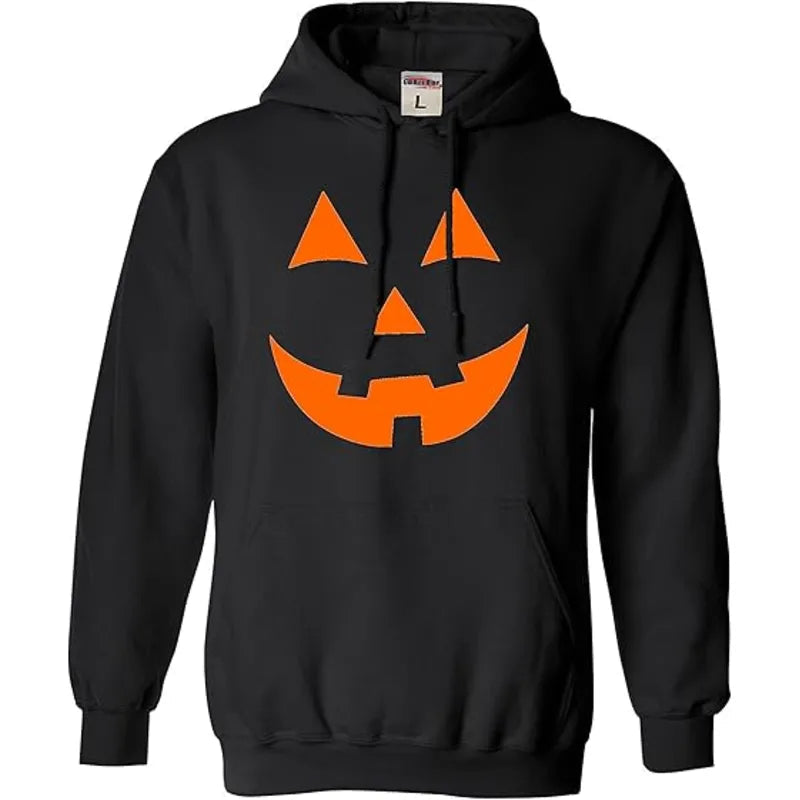 Go All Out Jack O Lantern Pumpkin Face Halloween Pullover Hoodie