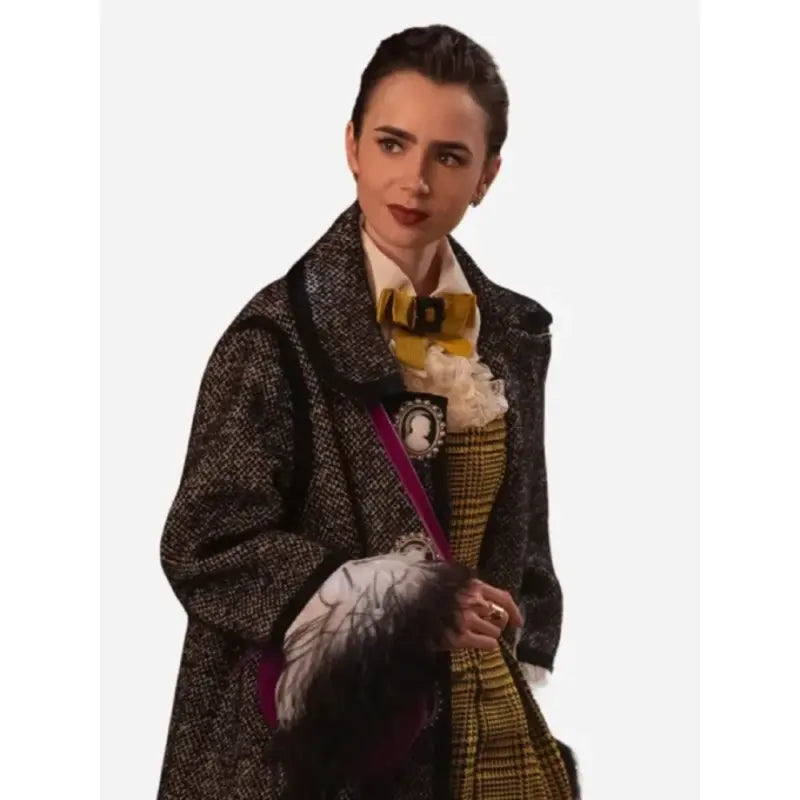 Lily Collins Emily In Paris S04 Grey Coat