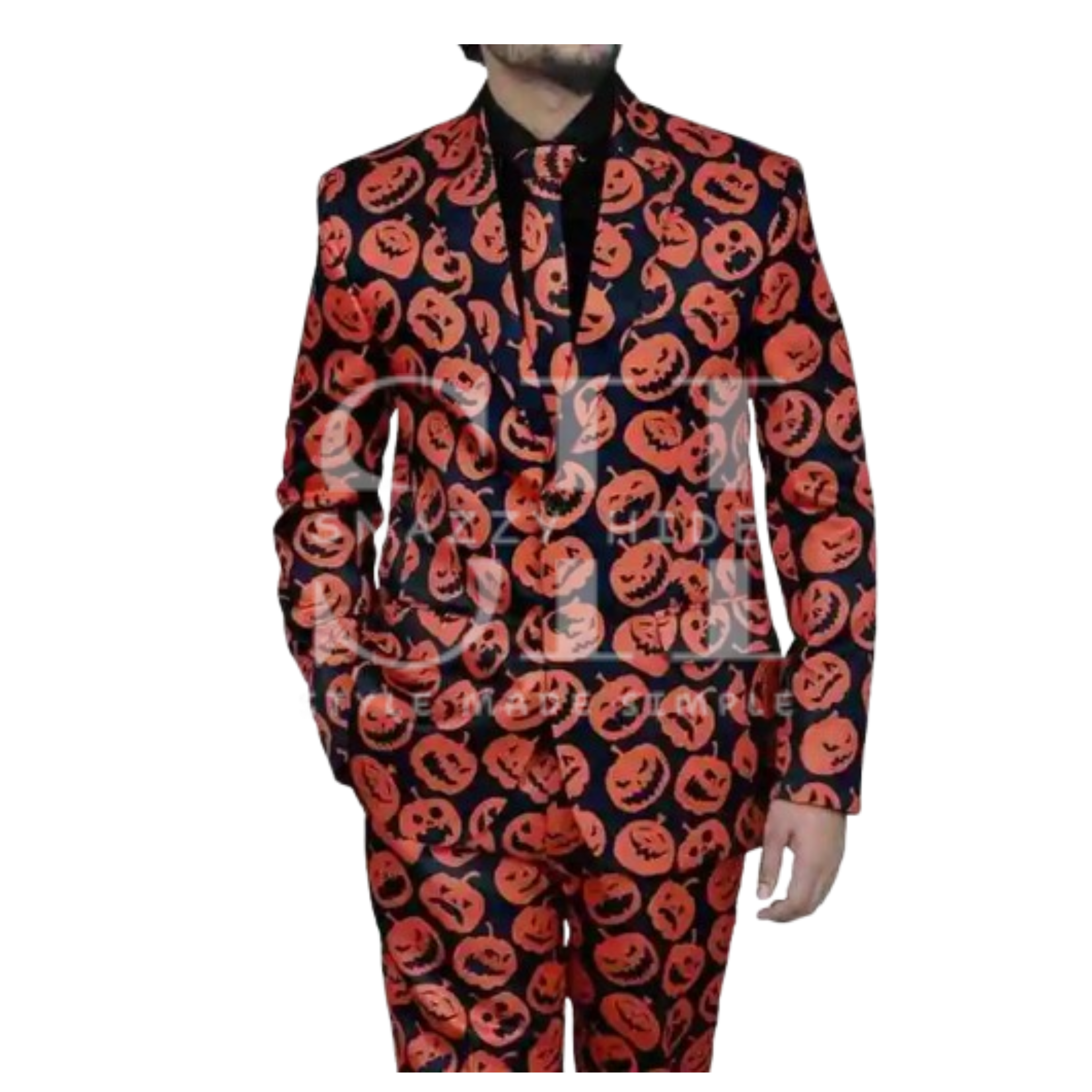 Halloween Costume Spooky Pumpkin Printed Suit