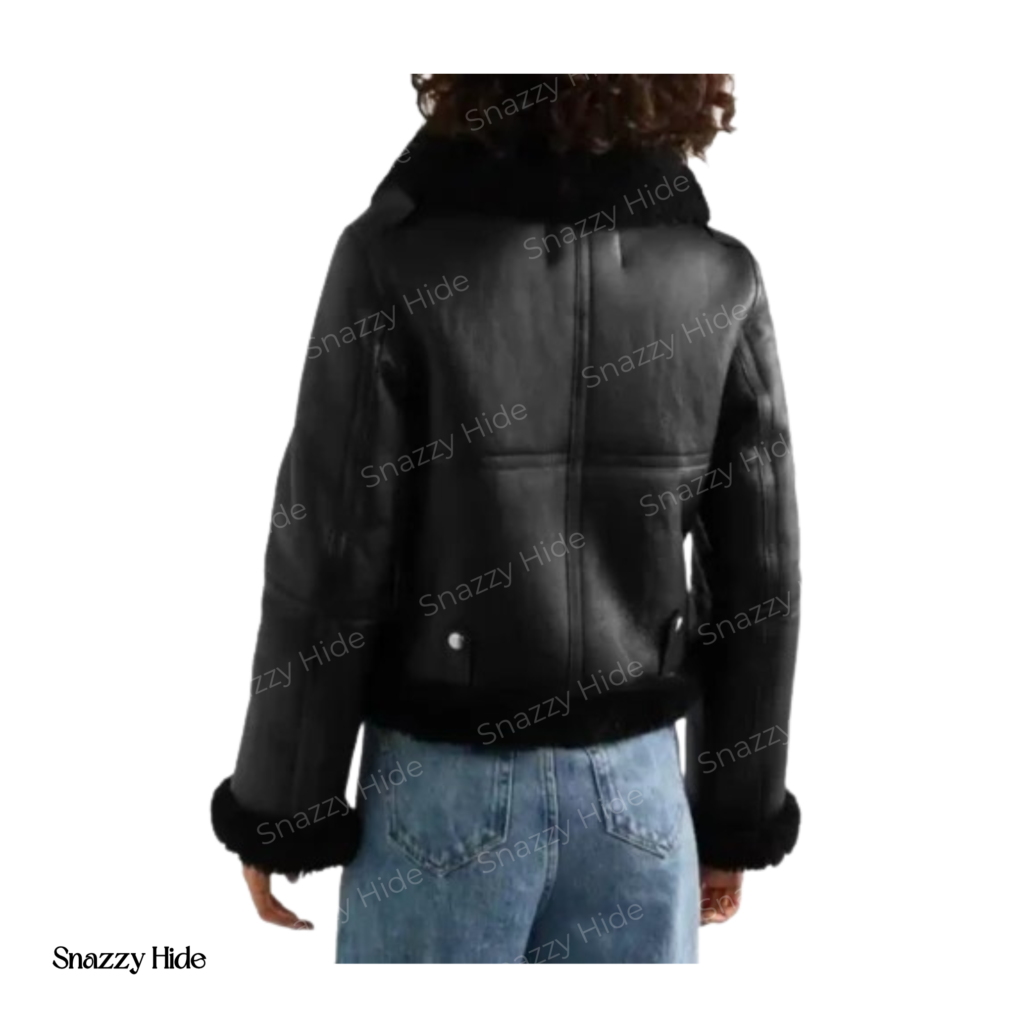 Women’s Aviator Cropped Shearling Leather Jacket