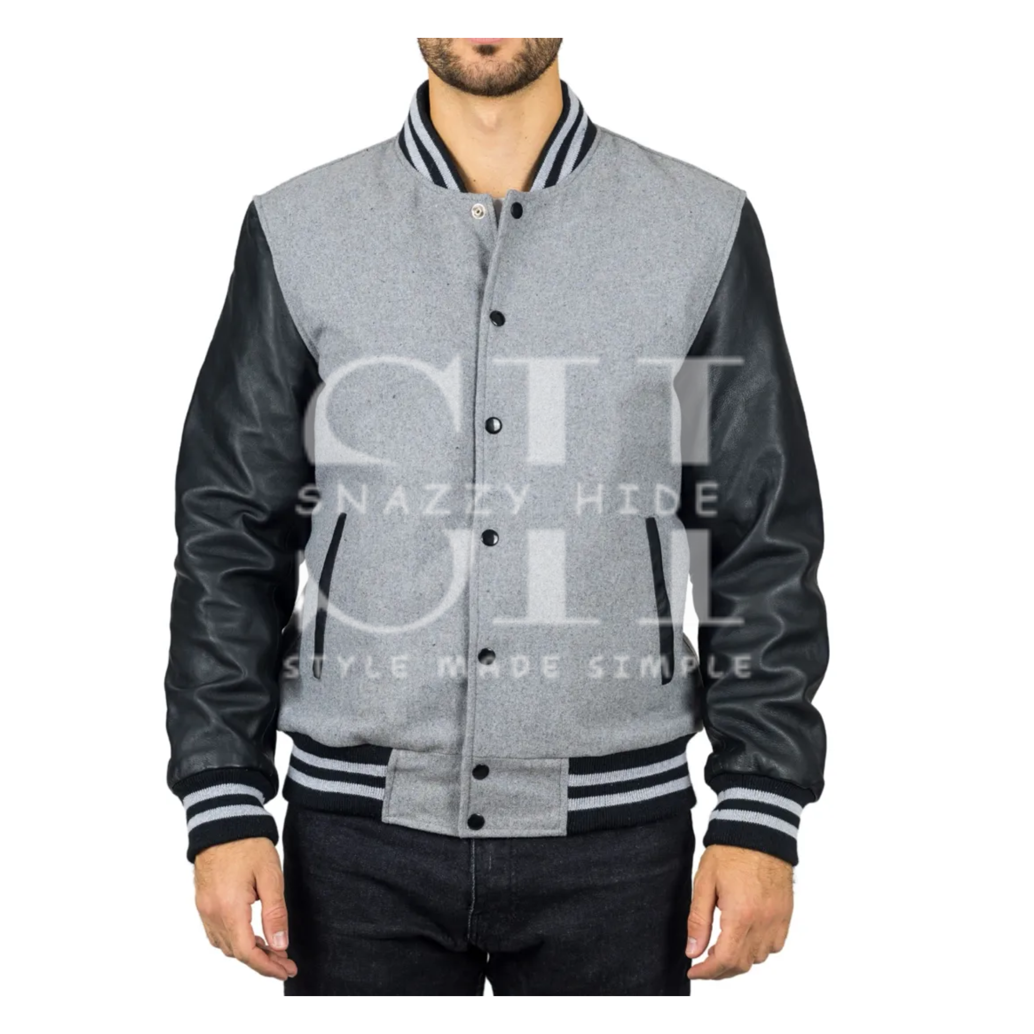 Men’s Grey Varsity Bomber Jacket