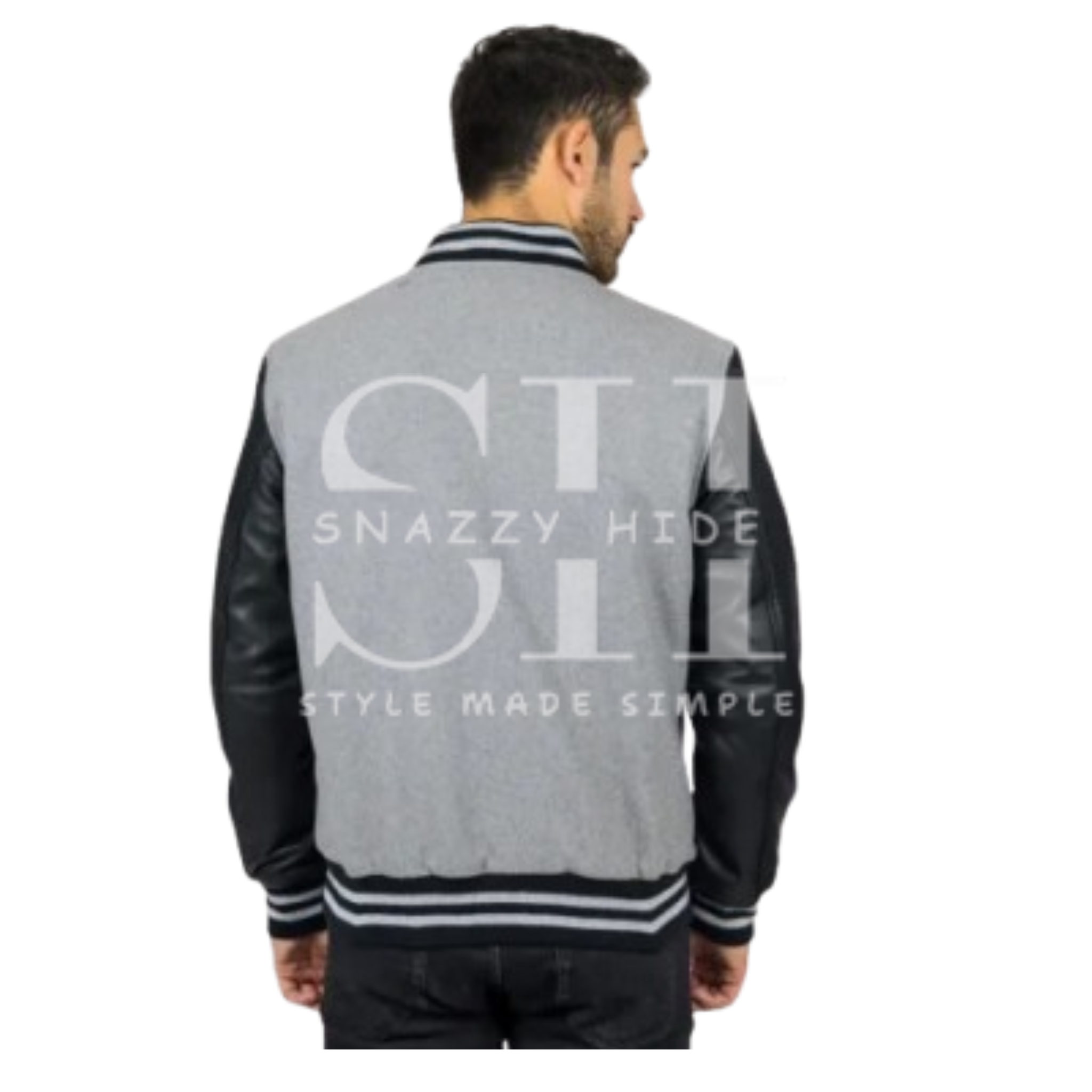 Men’s Grey Varsity Bomber Jacket