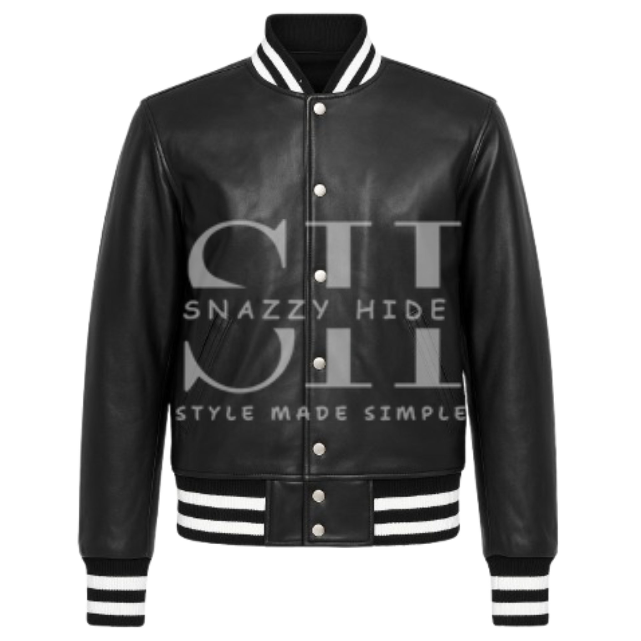 Men's Synthetic Leather Baseball Jacket Black