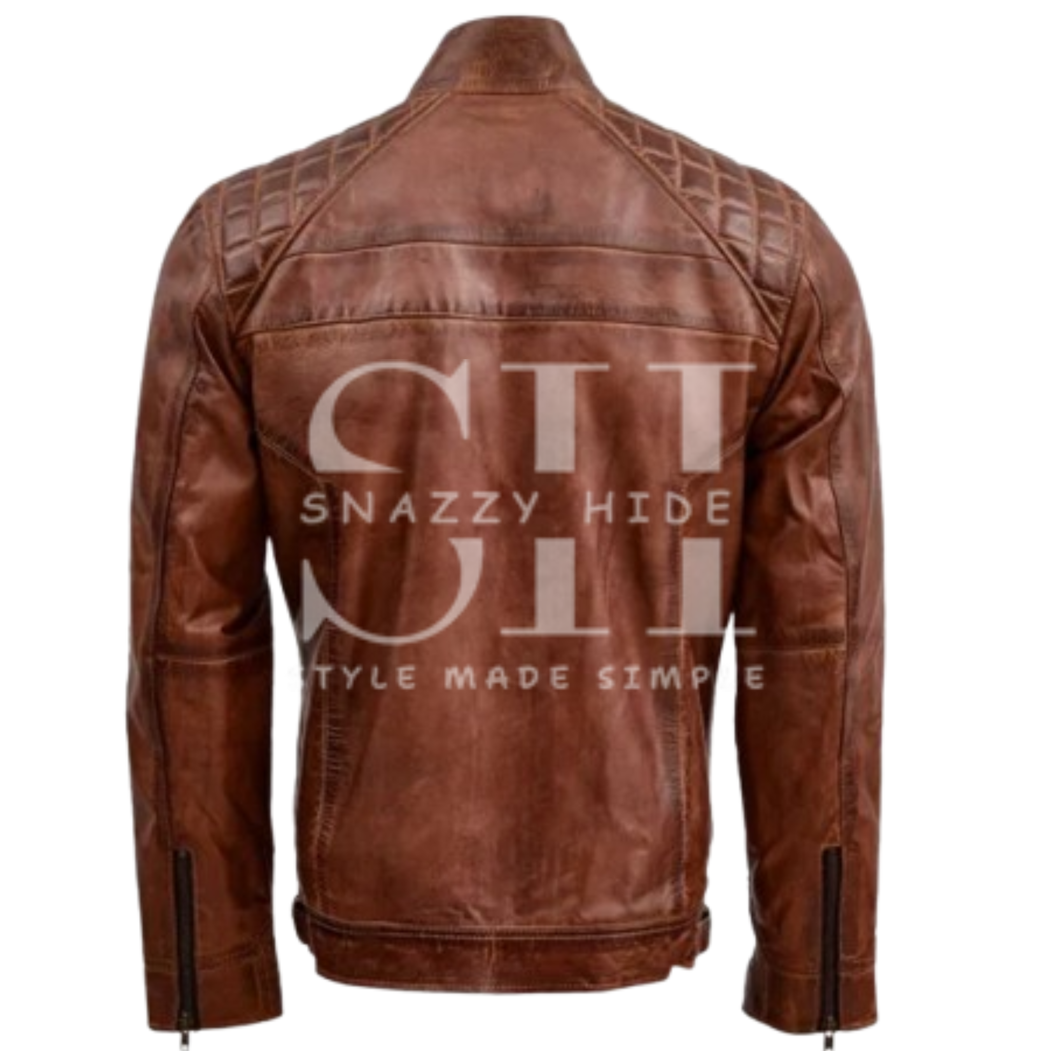 Men’s Waxed Leather Quilted Biker Jacket