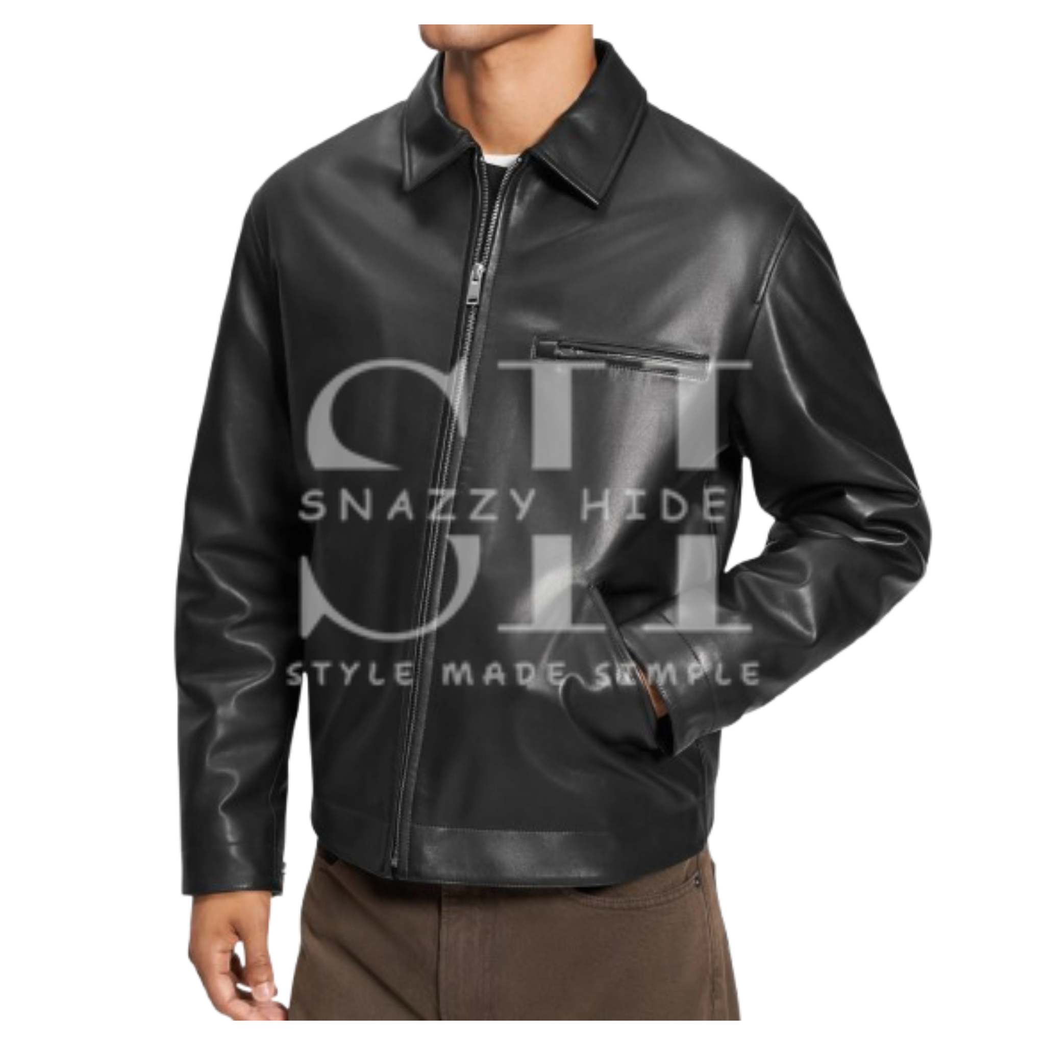 Men’s Black Work Wear Leather Jacket