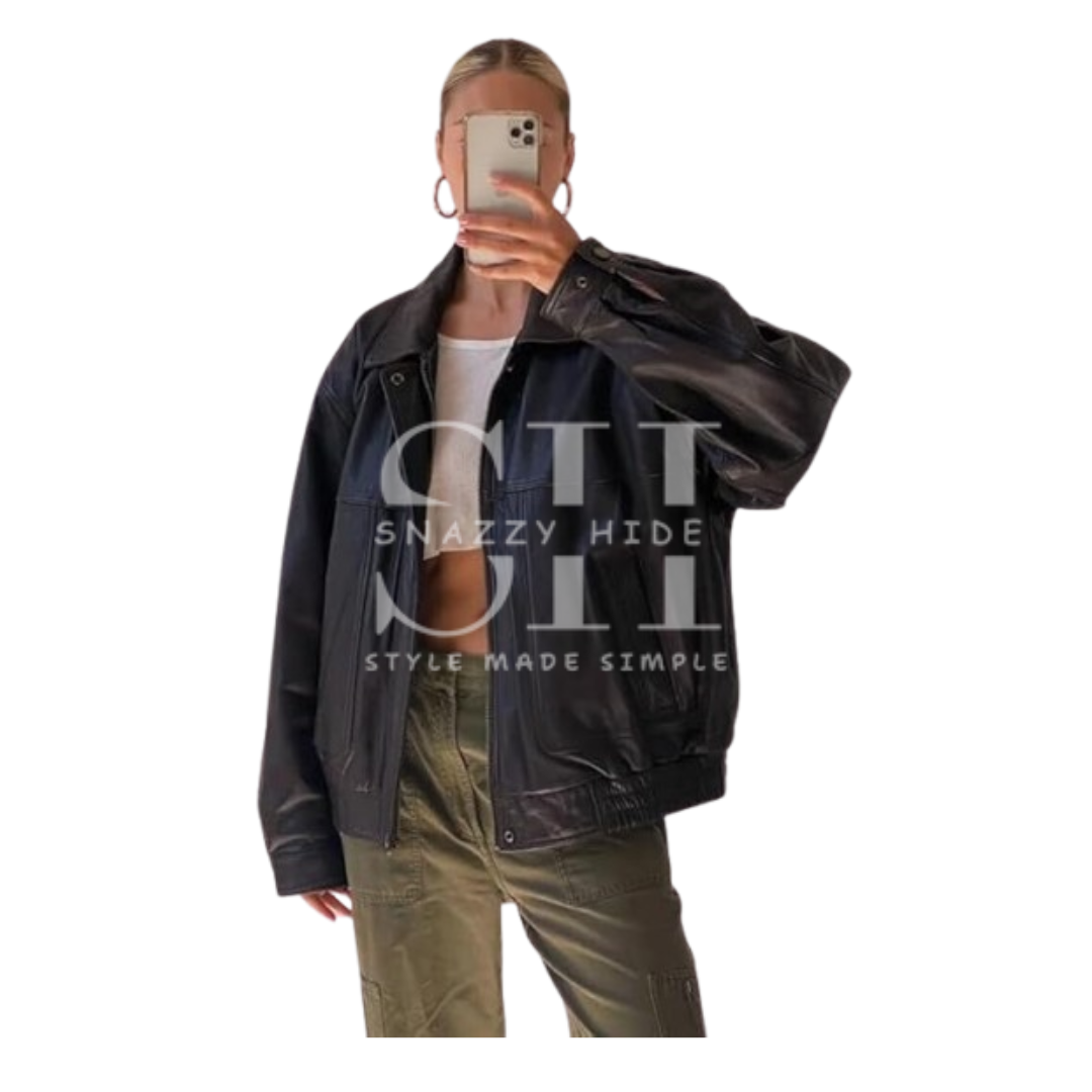 Women's 90s Vintage Oversized Leather Jacket