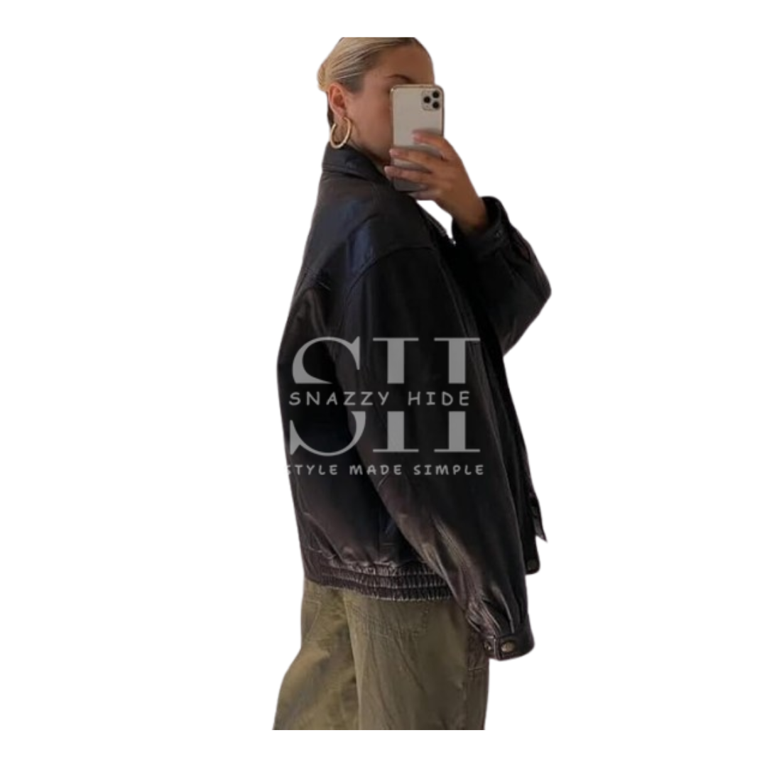 Women's 90s Vintage Oversized Leather Jacket