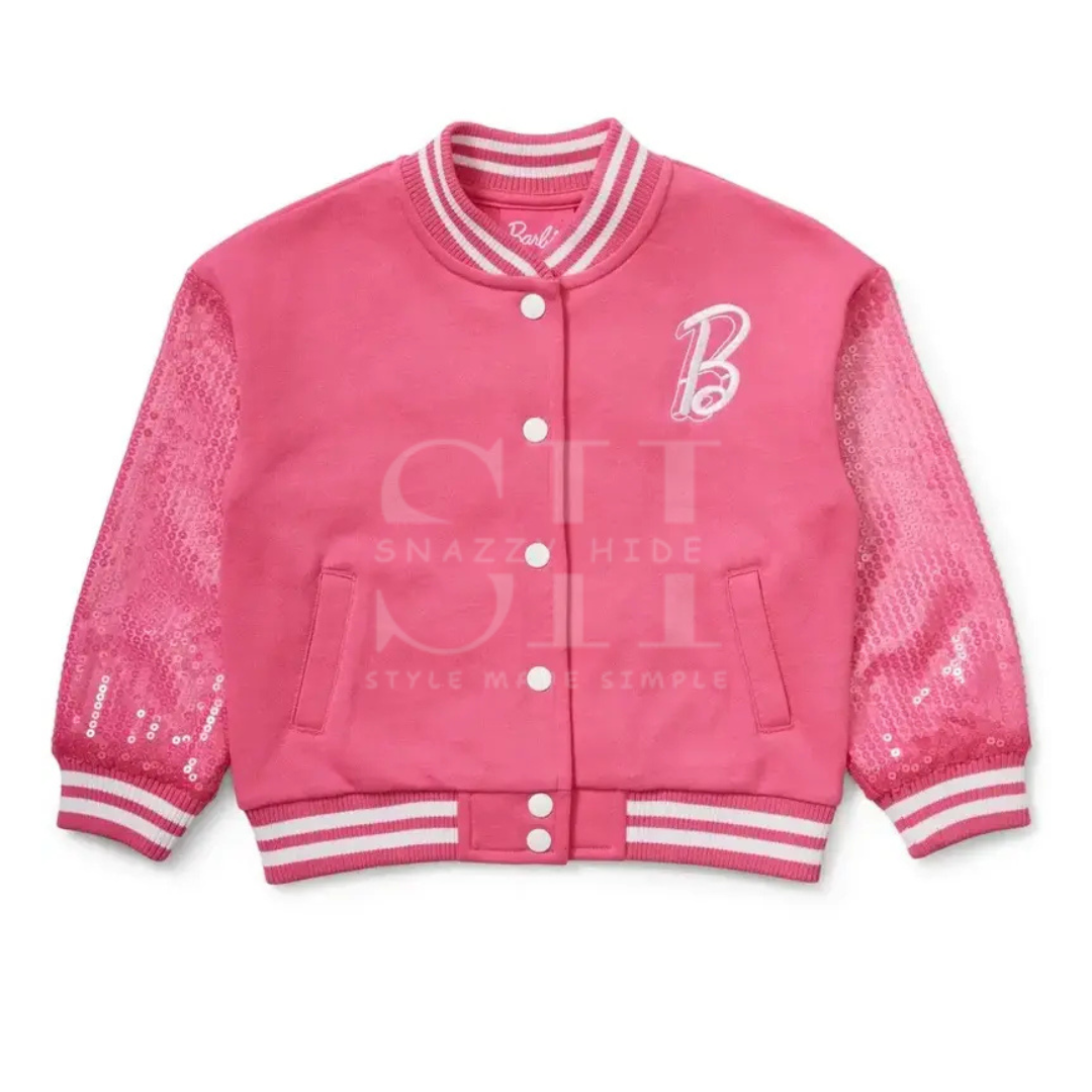 Barbie Pink Sequin Varsity Jacket