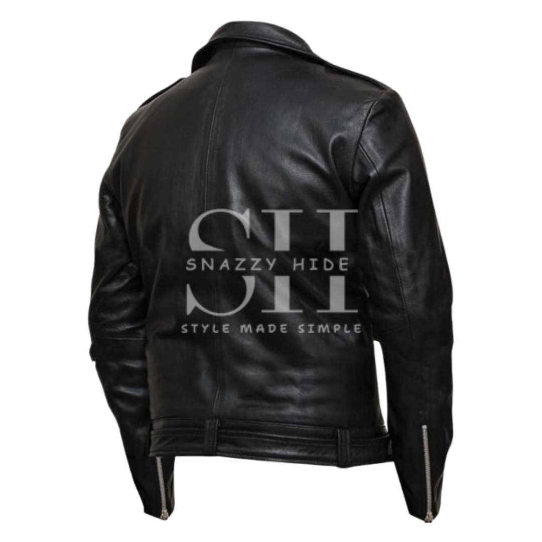 Jeffrey Dean Morgan Black Biker Leather Jacket