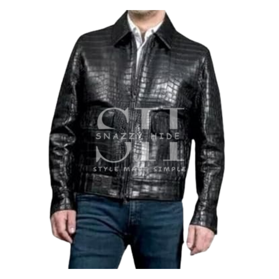 Men's Real Leather Crocodile Embossed Jacket