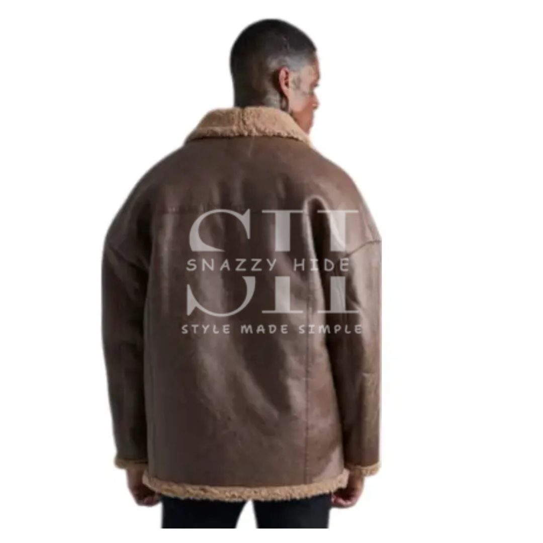 Men's Oversized Shearling Leather Jacket