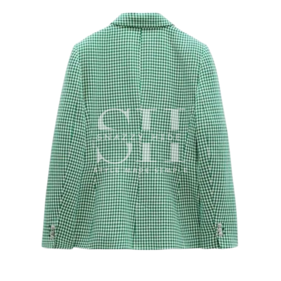 Emily in Paris S02 Emily Cooper Green Houndstooth Blazer