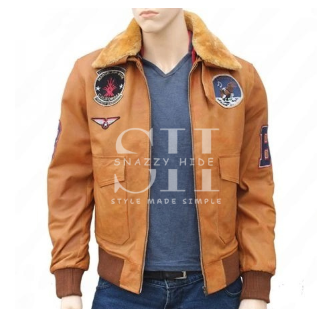 Vintage Leather Bomber Sherpa And Patches