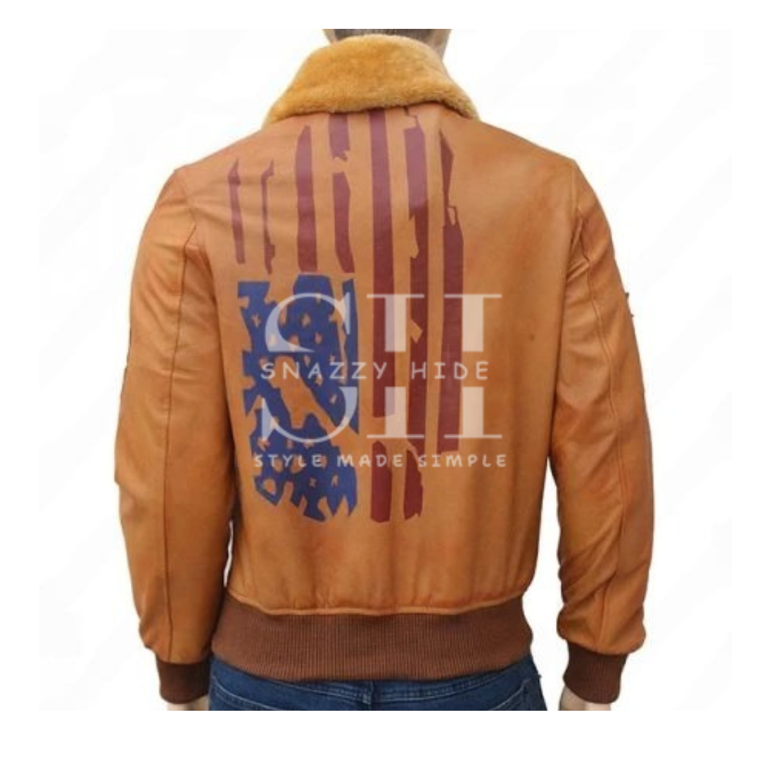 Vintage Leather Bomber Sherpa And Patches