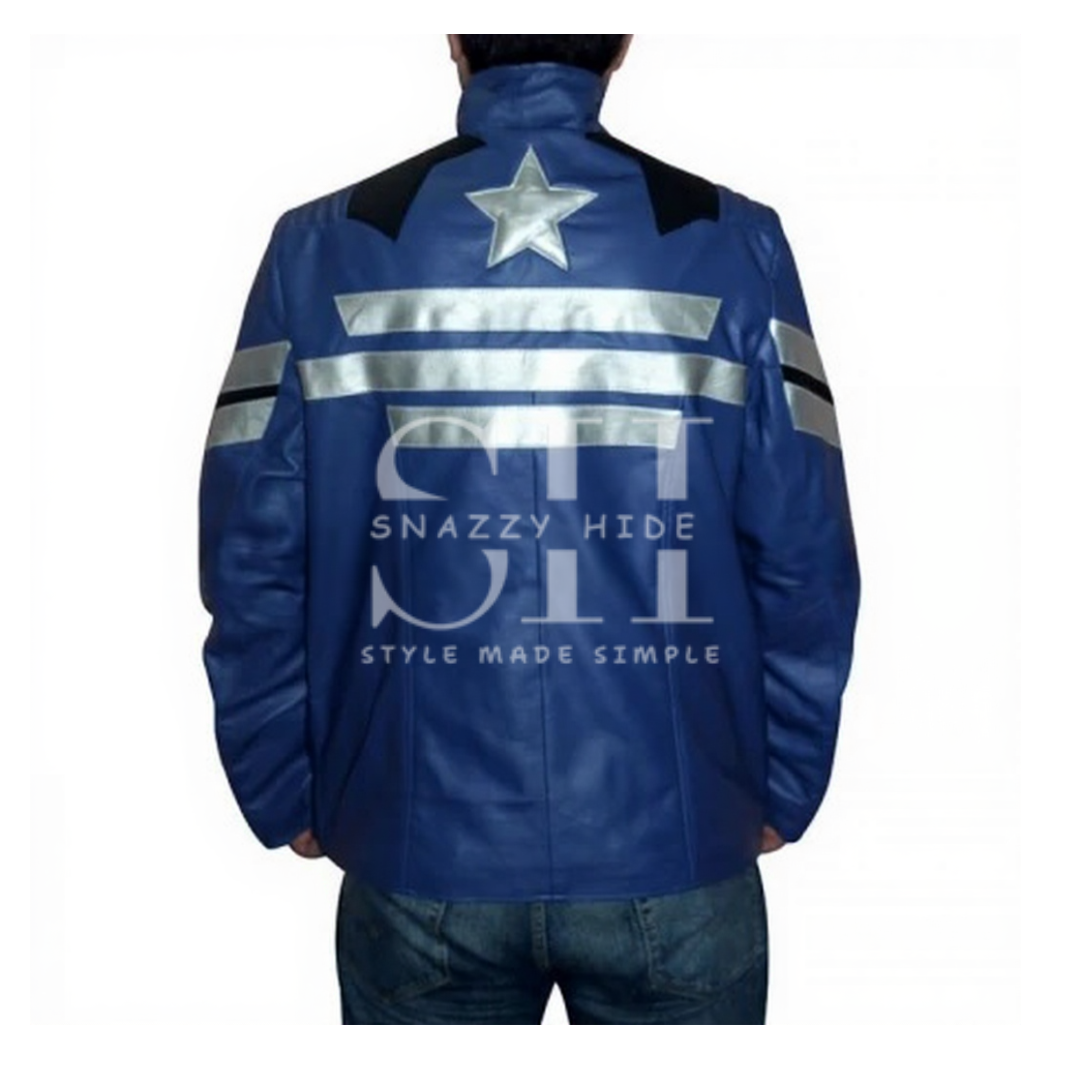 The Avengers Blue and White Leather Jacket