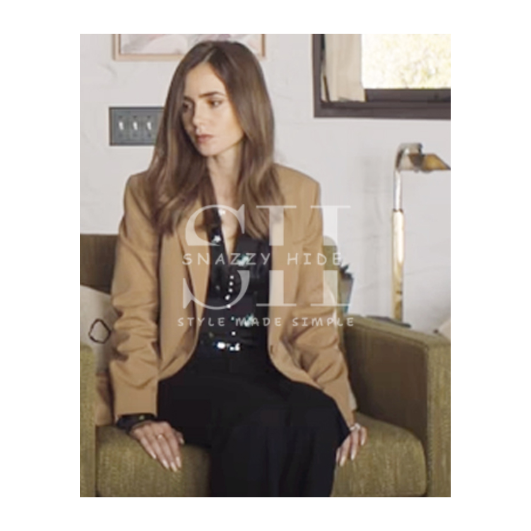 Windfall Lily Collins Brown Coat