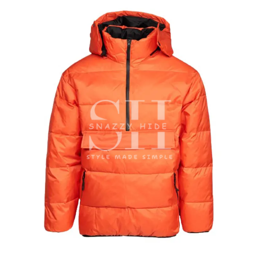 Orange Hooded Puffer Jacket