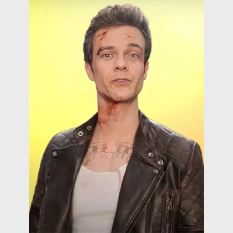 Novocaine 2025 Jack Quaid Black Leather Jacket