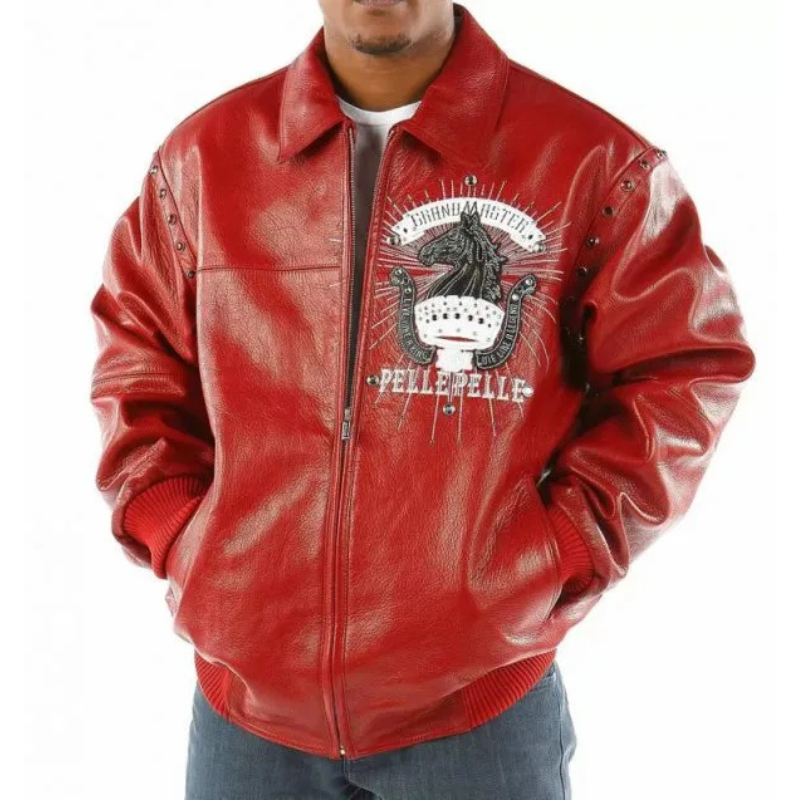 Pelle Pelle Mens Grandmaster Red Plush Jacket
