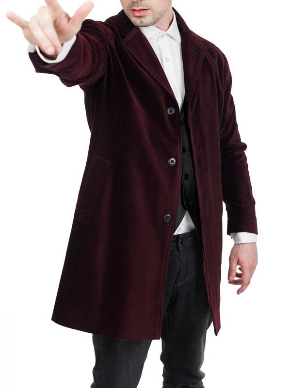 12th Doctor Who Peter Capaldi Maroon Velvet Coat