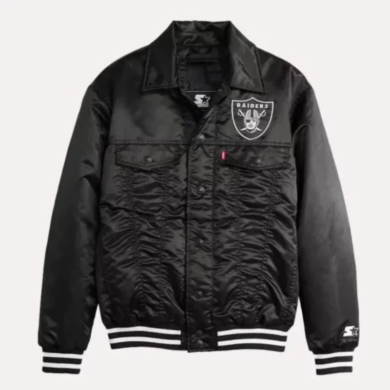 Raiders Baseball Team Black Satin Jacket