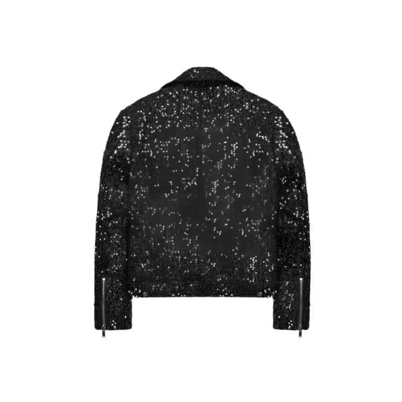 Unisex sequin-biker-jacket