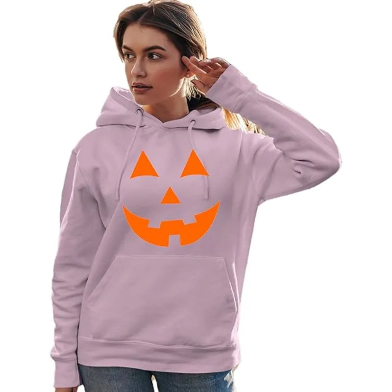 Go All Out Jack O Lantern Pumpkin Face Halloween Pullover Hoodie