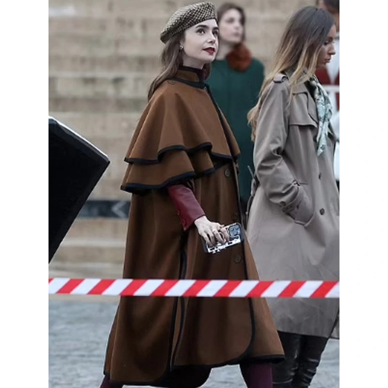 Emily In Paris S04 Lily Collins Cape Coat