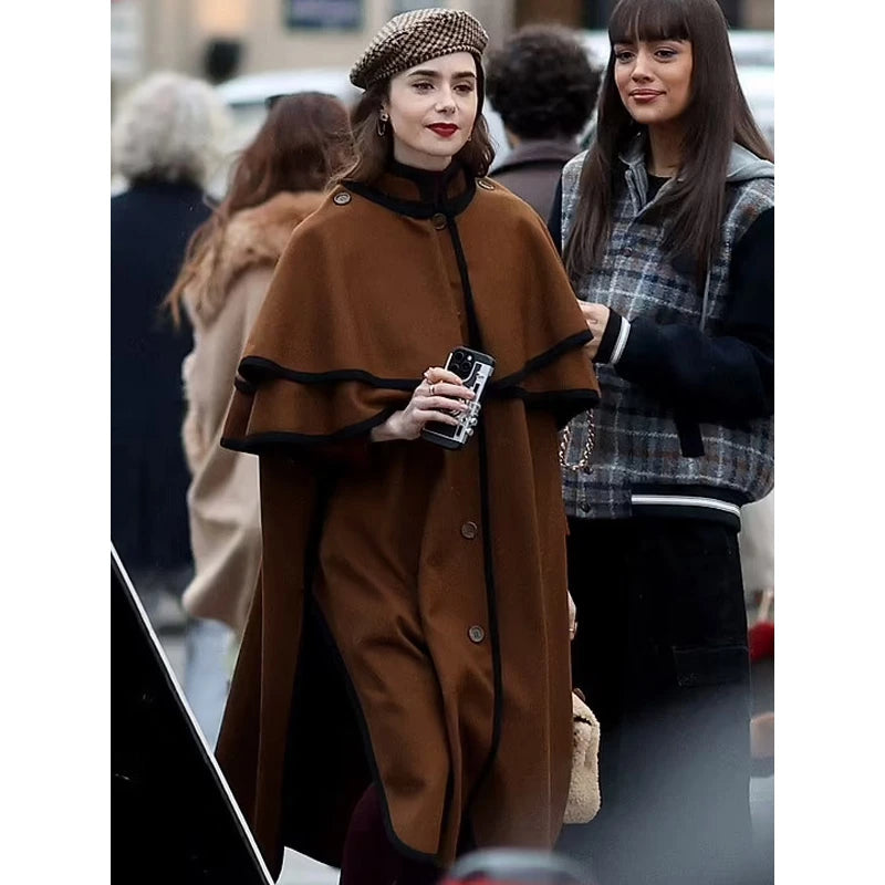 Emily In Paris S04 Lily Collins Cape Coat