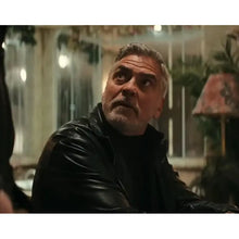 George Clooney  Wolfs 2024 Black Leather Jacket