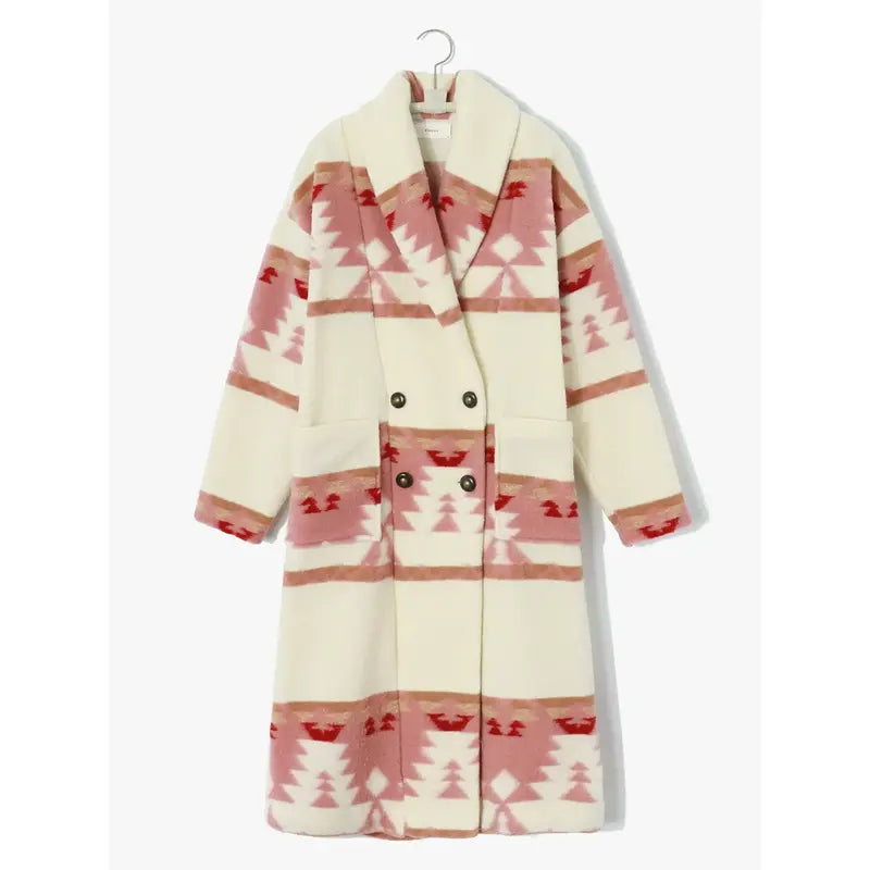 Beth Dutton Yellowstone S05 Pink Printed Wool Coat