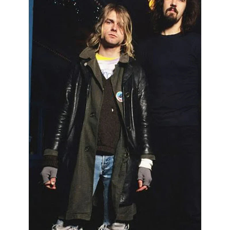 Men's Kurt Cobain Single Breasted Leather Coat