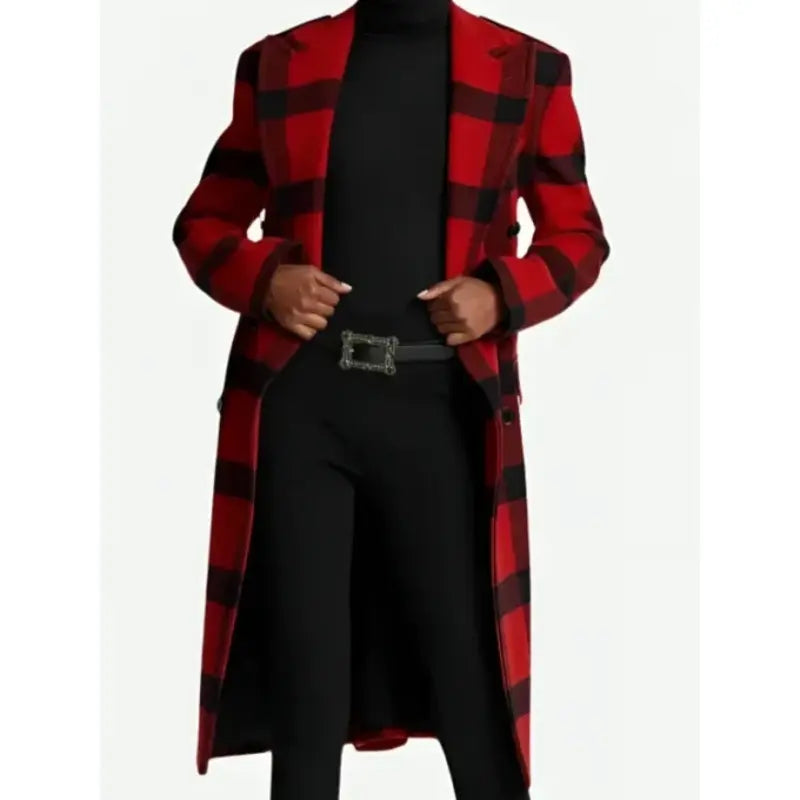 Lily Collins Emily In Paris S04 Plaid Red Twill Coat