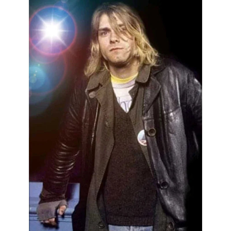 Men's Kurt Cobain Single Breasted Leather Coat