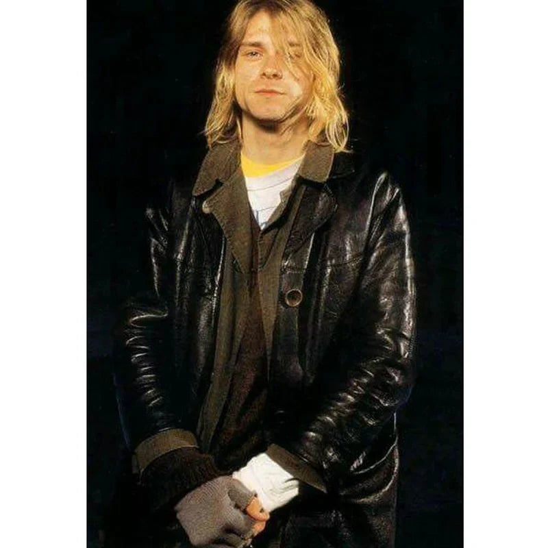 Men's Kurt Cobain Single Breasted Leather Coat