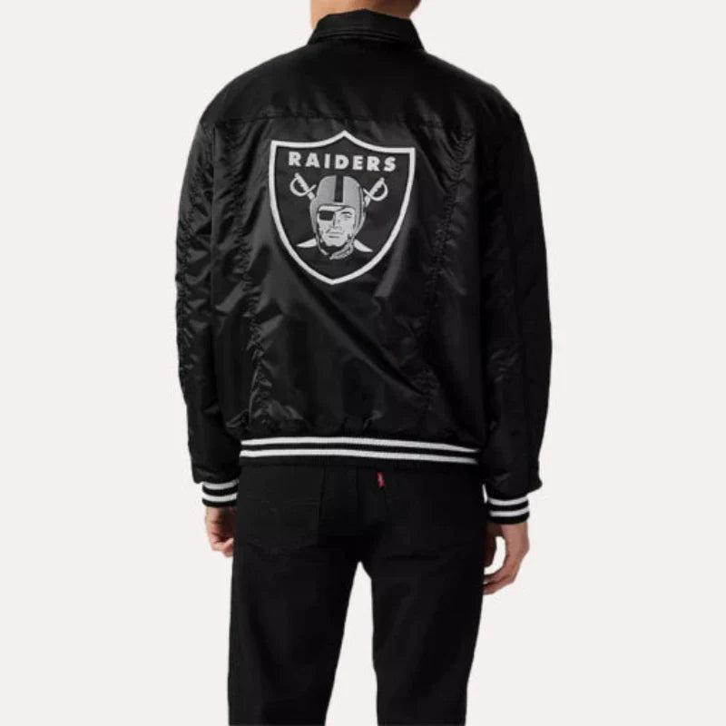 Raiders Baseball Team Black Satin Jacket