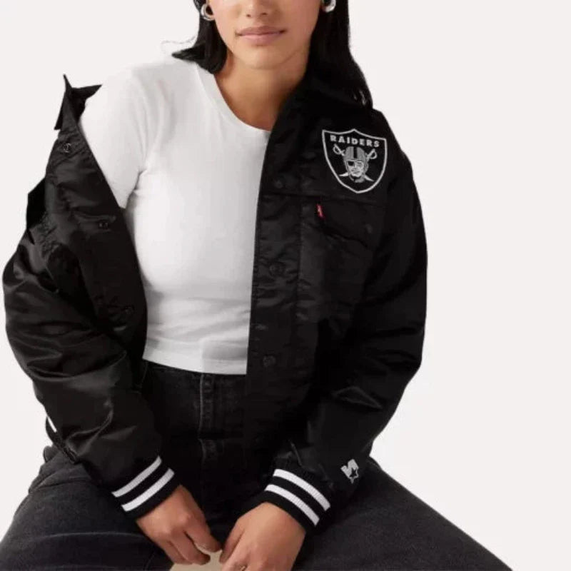 Raiders Baseball Team Black Satin Jacket