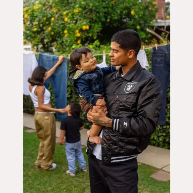 Raiders Baseball Team Black Satin Jacket