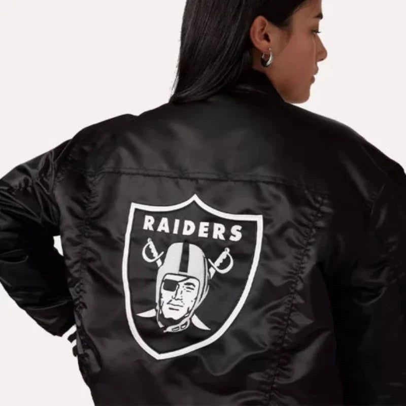 Raiders Baseball Team Black Satin Jacket
