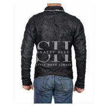 Obscured Zippered Washed Sheepskin Black Leather Jacket