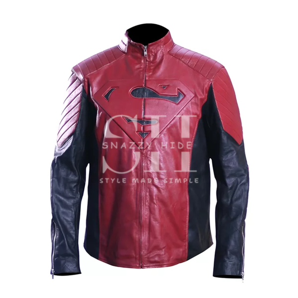 New Superman Cool Colors Black And Red Leather Jackets