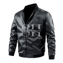 Mens Windy Slimfit Black Leather Jacket