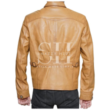 Mens Tan Color Basic Leather Jacket