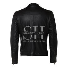 Mens Sparta Black Classic Genuine Leather Jacket