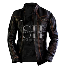 Mens Slim Fit Vintage Cafe Racer Jacket