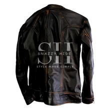 Mens Slim Fit Vintage Cafe Racer Jacket