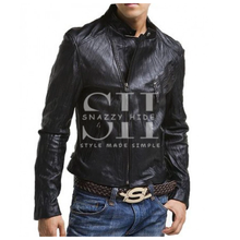 Mens Slim Fit Bike Asymmetrical Jacket