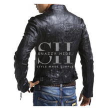 Mens Slim Fit Bike Asymmetrical Jacket